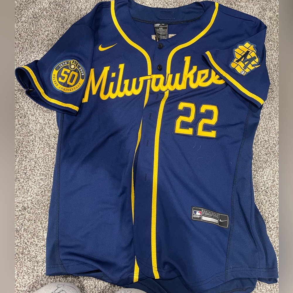 Milwaukee brewers Yelich baseball jersey